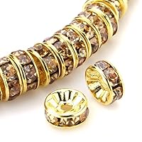 RUBYCA 100pcs Round Rondelle Spacer Bead Gold Tone 6mm Light Colorado Czech Crystal