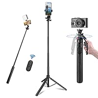 Phone Tripod for iPhone, 63“ Extendable Selfie Stick Tripod Stand with Remote and Phone holder, 360° Rotates Flexible Phone Tripod Stand, Compatible with iPhone 15 Pro Max 14 13 12 Cell Phone