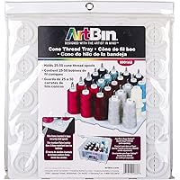 ArtBin 6901AB Cone Thread Tray, Sewing & Embroidery Serger Cone Thread Spool Assortment Organizer, Super Satchel System Accessory, Up To 25 Traditional Spools or Up To 50 Mini Spools, White