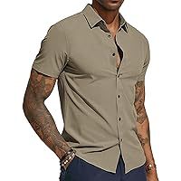 PJ PAUL JONES Mens Short Sleeve Button Down Shirts Wrinkle Free Stretch Dress Shirts for Men Casual Formal Shirt