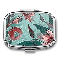 Pill Box Square Pill Case for Purse & Pocket Portable Mini Twisted Branch Style Pill Organizer with 2 Compartment Cute Pill Container Holder Travel Pillbox to Hold Vitamins Medication Fish Oil