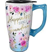 Ceramic Travel Mug Coffee Cup, 18 Oz, Being a Grandma