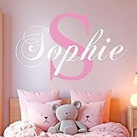 Personalized Name & Initial Classic Edition - Prime Series - Baby Girl - Nursery Wall Decal For Baby Room Decorations - Mural Wall Decal Sticker For Home Children's Bedroom(MM39) (Wide 22