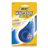 BIC Wite-Out Brand EZ Correct Correction Tape, 39.3 Feet, 1-Count Pack of white Correction Tape, Fast, Clean and Easy to Use Tear-Resistant Tape Office or School Supplies