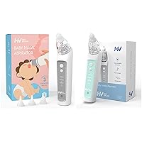 HEYVALUE 2PCS Baby Nasal Aspirator Grey and Green with 6pcs Silicone Tips, Electric Nasal Aspirator for Toddler, Adjustable Suction Level and Music Volume