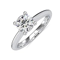 GRA Certified 1 Carat Moissanite Engagement Ring for Women in 14k Gold (VVS1-VVS2, DEW) Solitaire Style 6.5 mm Size 4 to 9.5 by VVS Gems