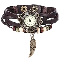 JewelryWe Women Quartz Bracelet Watch Fashion Weave Wrap Around Leather Wrist Watch Classic Bracelet Watch for Valentine’s Day