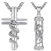 Dragon Necklace Cremation Jewelry for Ashes S925 Sterling Silver Urn Necklace Memorial Necklace for Human Ashes of Loved Ones Keepsake Pendant for Men Women
