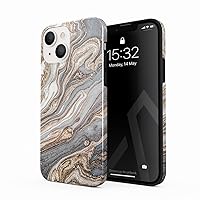 BURGA Phone Case Compatible with iPhone 14 - Hybrid 2-Layer Hard Shell + Silicone Protective Case -Grey & Gold Shades Marble Nude Natural Brown Sand - Scratch-Resistant Shockproof Cover