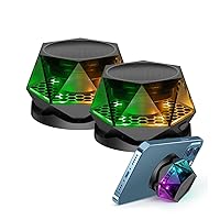 Magnetic Diamond Bluetooth Speaker, Small Wireless Speaker with Multi RGB Color Light Show, Portable Phone Stand for iPhone, Android, TWS Pairing- 2 Pieces