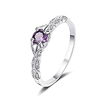 Bellitia Jewelry 925 Sterling Silver Court Style Ring for Women, Fashion Amethyst Birthstone Rings, Lovely Anniversary, Birthday, Valentine’s Day Present