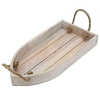 Wooden Serving Tray with Antique Finish, 1-Piece, Brown & White