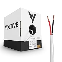 Voltive 16/2 Speaker Wire - 16 AWG/Gauge 2 Conductor - UL Listed in Wall Rated (CL2/CL3) - Oxygen-Free Copper (OFC) - 1000 Foot Bulk Cable Pull Box - White