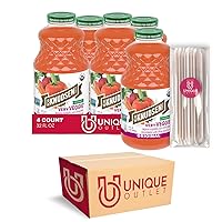 R.W. Knudsen 4-Pack of Organic 100% Very Veggie Juice Blend Original 32 fl oz Glass Bottle + 25 Sugarcane Food Grade Disposable Straws by Unique Outlet Brand