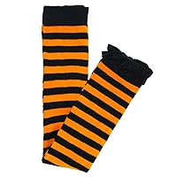 RuffleButts Girls Footless Ruffle Tights - Orange/Black Stripe - 6-8