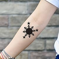 Filipino Tribal Sun Flag Temporary Tattoo Sticker (Set of 2) - OhMyTat