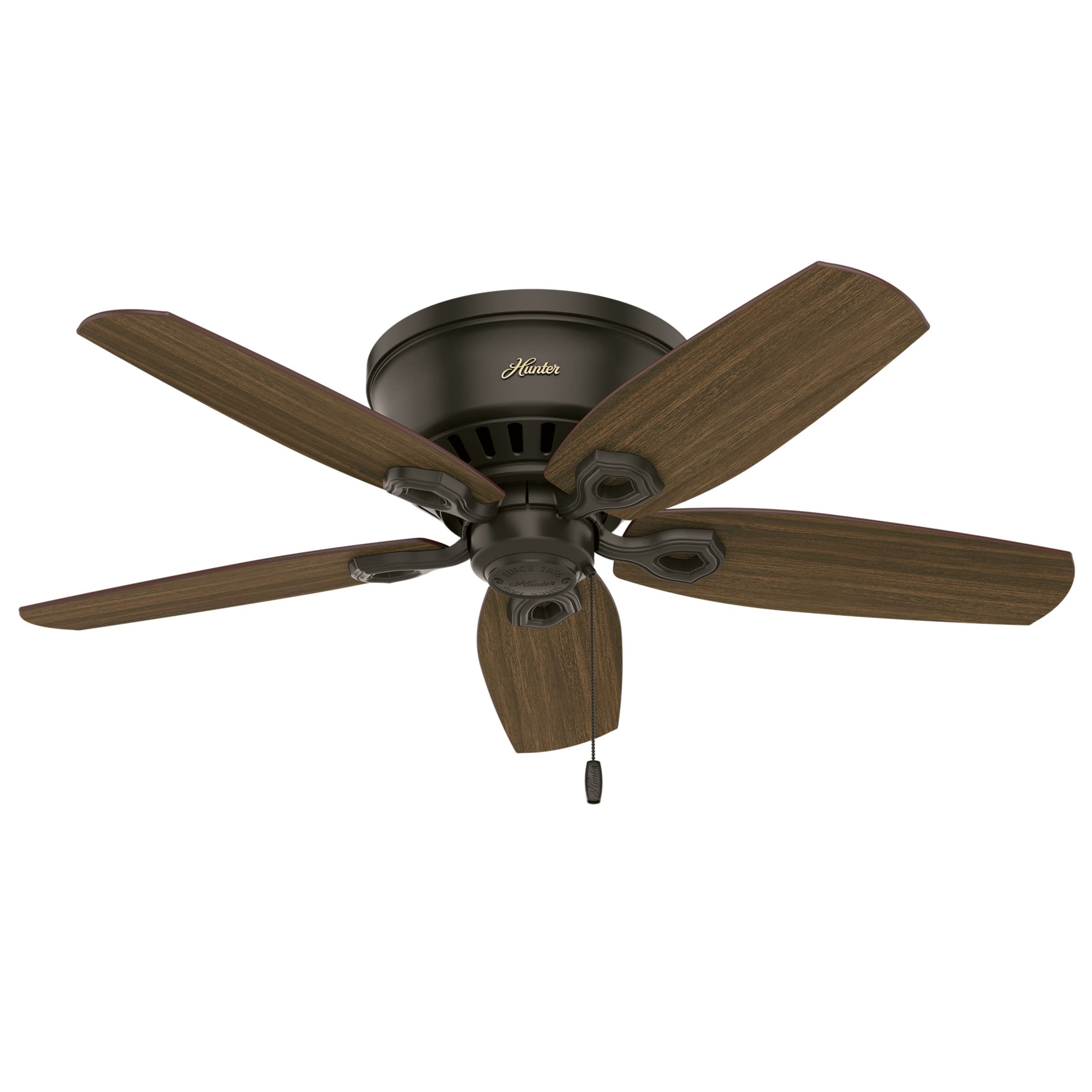 Hunter Fan Company, 51091, 42 inch Builder New Bronze Low Profile Ceiling Fan with LED Light Kit and Pull Chain