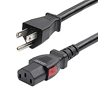 StarTech.com 12ft (3.6m) Heavy Duty Power Cord, NEMA 5-15P to Locking C13 AC Power Cable, 15A 125V, 14AWG, Replacement Computer/Monitor Power Cord - UL Listed Components (27LC-4B00-POWER-CORD)