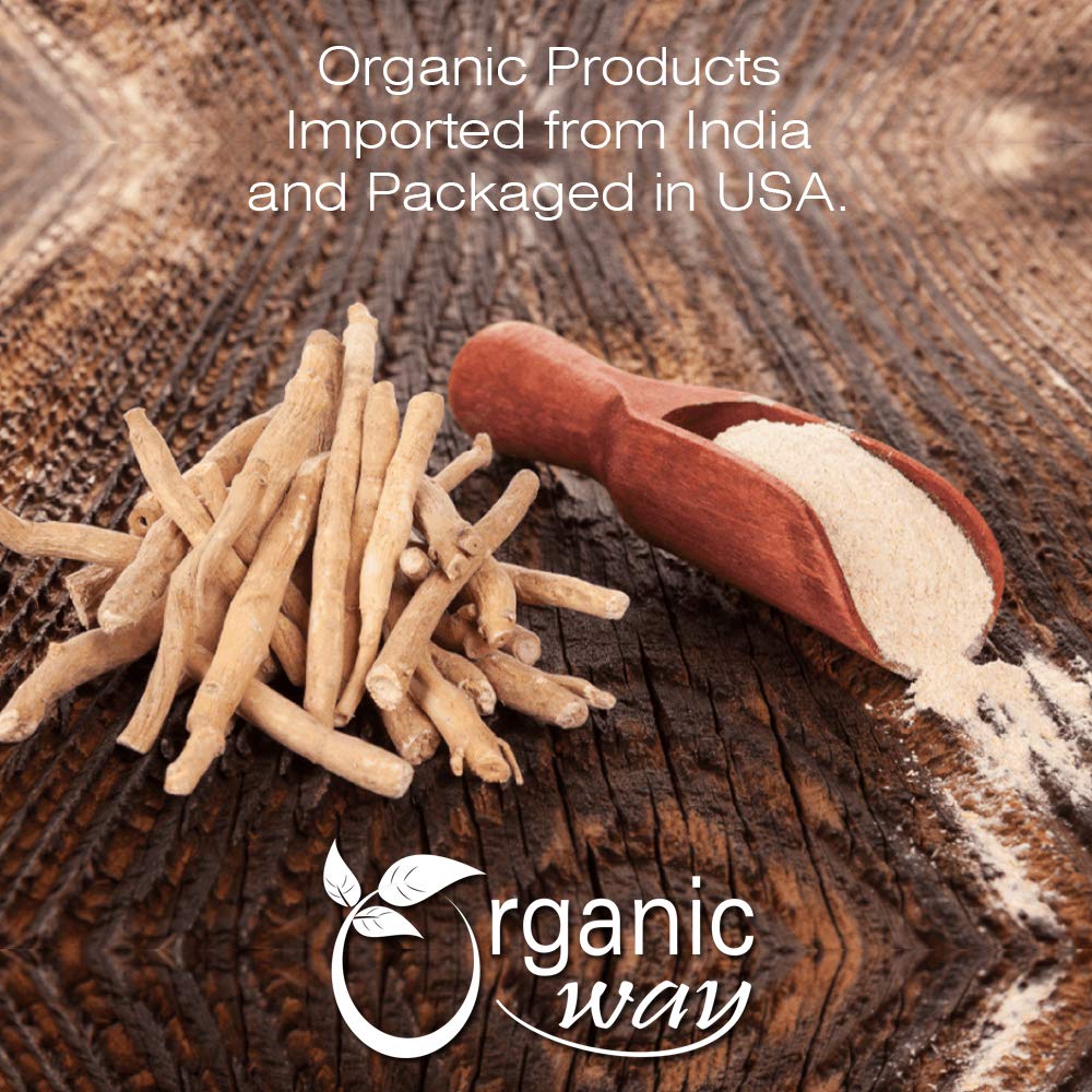 Organic Way Ashwagandha Root Cut & Sifted (Withania somnifera) - Anxiety & Stress Relief | Organic & Kosher Certified | Vegan, Non GMO & Gluten Free | USDA Certified | Origin - India (1/2LBS / 8OZ)