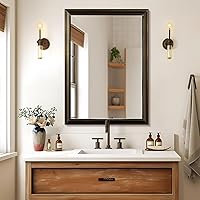NicBex 24x36 Inch Bathroom Vanity Mirror, Aluminum Alloy Frame Wall Mounted Mirror for Bedroom Room, Dressing Room, Living Room, Hallway, Coffee Brown