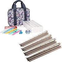 American Mahjong Game Set,166 Premium White Tiles, Portable Mahjongg Tile Set,Printed Carrying Bag,Mah Jong All-in-One Tile Rack/Pusher, Clear Acrylic Mahjong Rack/Pusher Combo,Set of 4, Black