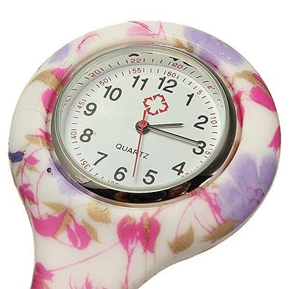 New Flowers Silicone Quartz Movement Nurse Brooch Fob Tunic Pocket Watch