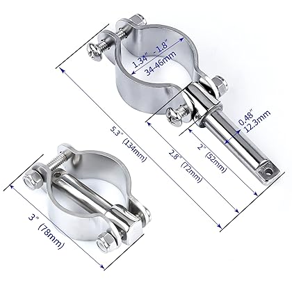 smartmarine 2X 316 Stainless Steel Clamp on Oarlocks or Rowlocks,Boat Oarlock Socket Marine Yacht