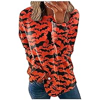Halloween Friends Sweatshirt Women's Casual Fashion Floral Print Long Sleeve O-Neck Pullover Top Blouse