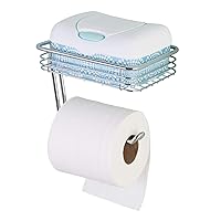 iDesign Classico Metal Wall Mount Toilet Paper Holder with Wire Shelf for Master, Guest, Kid's Bathroom, 7.25
