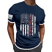 Mens 4th of July T-Shirts USA Flag Print Pattern Short Sleeve Patriotic Shirt Summer Shirts Leisure Workout Tee Shirts