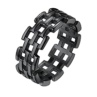 FindChic Cool Chain Link Rings Statement Rings for Men Women Stainless Steel/18K Gold Plated/Black Index Middle Knuckle Finger Hip Hop Rings Size 7 to 14 Couple Jewelry, with Gift Box