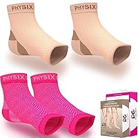 Physix Gear Sport 2 Pairs of Plantar Fasciitis Socks with Arch Support for Men & Women in (Beige Nude + Pink) S/M Size