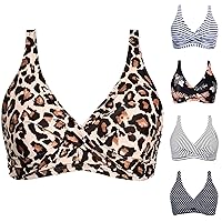 AODONG Swim Suits for Women 2024 Bikini Top Push Up Halter Retro Bathing Suit Top Padded Swimsuit Top Only