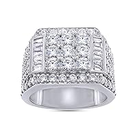 3.90 Carat Round & Tapered Cut Lab Created Moissanite Diamond Men's Anniversary Wedding Band Ring In 14K Gold Over Sterling Silver Jewelry Gift For Men (VVS1 Clarity, 3.90 Cttw)