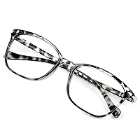 Blue Light Blocking Glasses for Women/Men, Anti Eyestrain, Computer Reading, TV Glasses, Stylish Square Frame, Anti Glare(Leopard,+1.00 Magnification)