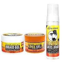 AllDay Locks Braid Gel (5 oz), Edge Gel (5 oz) & Braid Foam (8 oz) Bundle | Braid Styling Regimen