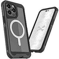 Ghostek Atomic Slim iPhone 15 Pro Max Case, Compatible with MagSafe Accessories, Aluminum Metal Bumper, Shockproof Drop Protection (6.7 Inch, Black)