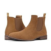 Rollda Mens Chelsea Boots Suede Casual Ankle Boots Dress Boots Elastic Slip on Boots for Men