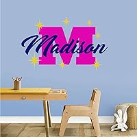 Personalized Wall Decal - Mongram Custom Font Name & Initial - Personalized You own Sticker - Baby Boy Girl - Wall Decal Nursery for Home Kids Room (Sizes 18x18, 22 x 22, 30x30, 36x36, 46x46 inches)