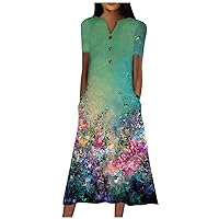 Women's 's Casual Dresses V-Neck Short Sleeve Dress Polka Print Casual Dress with Pockets Summer Clothes
