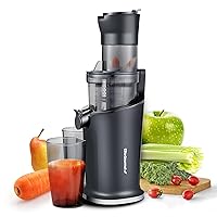 EJX017 Whole Fruit 3” Feeding Chute, Dynamic Masticating Slow Juicer, High Yield Cold Press Juice Extractor, Nutrient and Vitamin Dense, Easy to Clean, 27 oz Juice Cup, Black