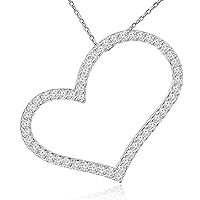 1.53 ct Round Cut Diamond Heart Shape Pendant Necklace (G Color SI-1 Clarity) in 18 kt White Gold