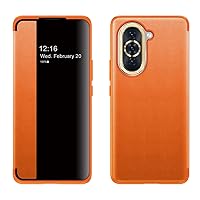 Smartphone Flip Cases Compatible with Huawei Nova 10 Case Clear View Window,Magnetic Slim Flip Case Drop Protection Shockproof Protective Cover for Huawei Nova 10 Flip Cases (Color : Orange)