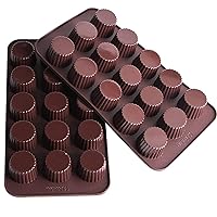 Webake Chocolate Candy Molds Silicone Baking Mold for Snack Size Peanut Butter Cup, Jello, Keto Fat Bombs and Cordial, Pack of 2