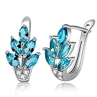 Women's Graceful Marquise Cut Leaf Design Hoop Earrings Platinum Plated Huggie Earrings Cubic Zirconia U Hoop Jewelry Y337
