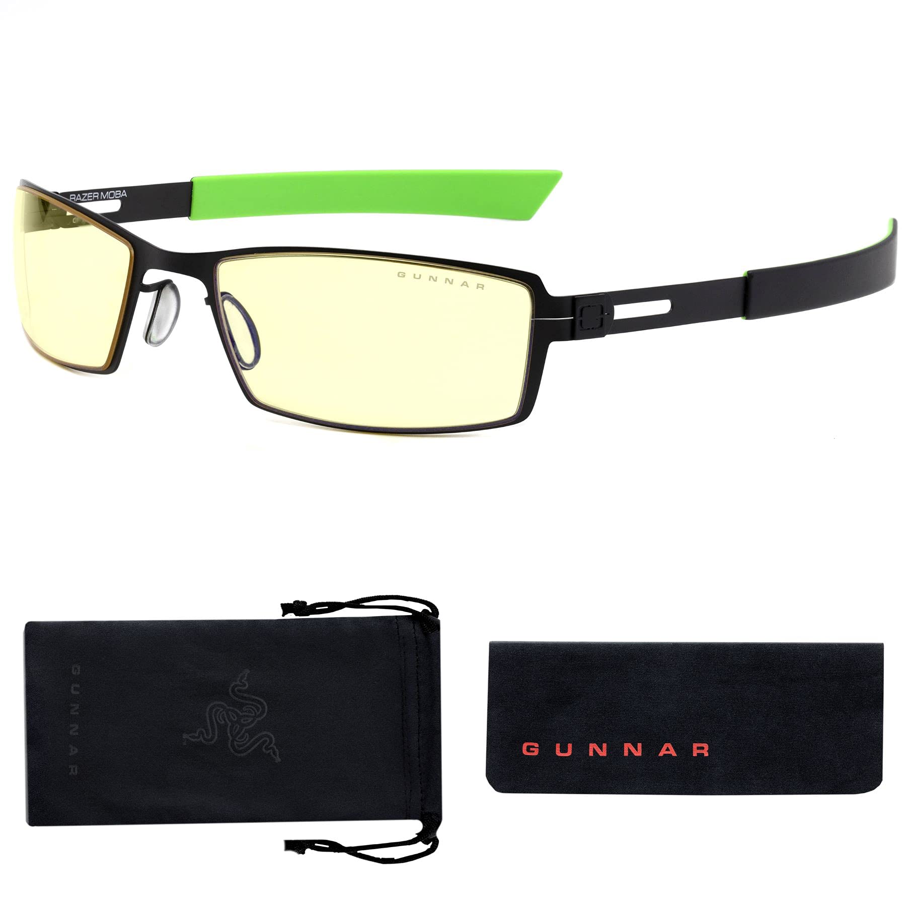 GUNNAR - Premium Gaming and Computer Glasses for Kids (age 12+) - Blocks 65% Blue Light - MOBA Razer Edition, Onyx, Amber Tint