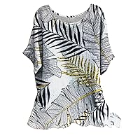 Summer Tops for Women Casual Fashion Short Sleeve Loose Breathable Comfy T Shirts Butterfly Printed Crew Neck Blouses