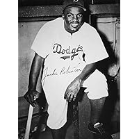 Jackie Robinson (1919-1972) Njohn Roosevelt Robinson Known As Jackie American Baseball Player Photograph Of Robinson As A Member Of The Brooklyn Dodgers C1950 With Autograph Signature Poster Print by