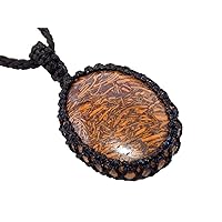 Mariam Jasper Macrame Necklace, Hand Wrapped Jewelry, Semiprecious Stone Jewelry, Gemstone Necklace, 45x26mm, Gemstone, mariam jasper