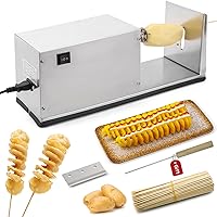 CGOLDENWALL Potato Slicer Electric Potato Tornado Spiral Slicer with Free Bamboo Skewers Stainless Steel Automatic Twisted Potato Cutter Machine Vegetable Cutting Machine for Home Commercial Use 110V